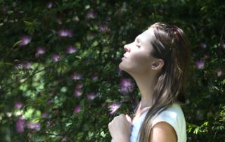 woman calm and breathing